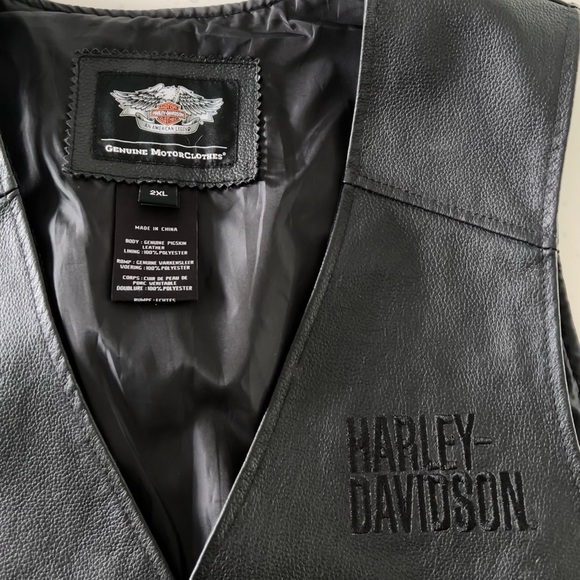 Genuine Leather Harley Davidson Vest - Picture 2 of 7